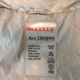 Prada Down Puffer Jacket Brown Leather-Trim Nylon Sateen Size 46