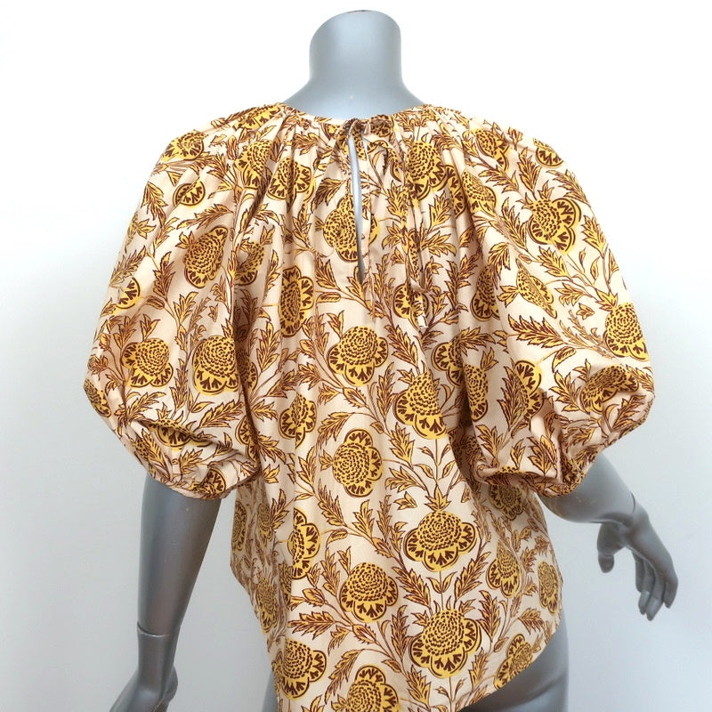 RHODE Rowan Puff Sleeve Top Golden Floral Print Cotton Size Extra Small NEW