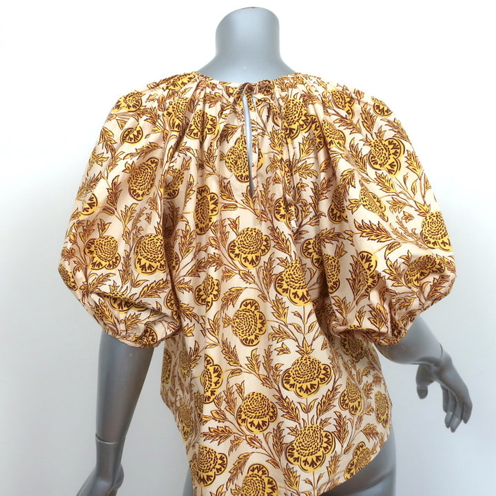 RHODE Rowan Puff Sleeve Top Golden Floral Print Cotton Size Extra Small NEW