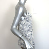 L'Agence Jane Camisole White/Steel Blue Printed Silk Size Small V-Neck Tank Top