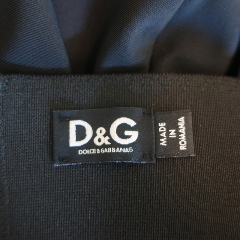 D&amp;G Dolce &amp; Gabbana Bustier Dress Black Pleated Stretch Silk Size 44