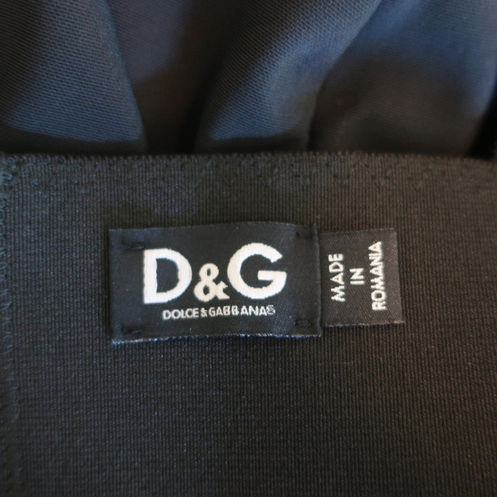 D&amp;G Dolce &amp; Gabbana Bustier Dress Black Pleated Stretch Silk Size 44