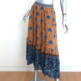 Ulla Johnson Midi Skirt Marina Marigold Floral Print Silk Chiffon Size 0
