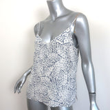 L'Agence Jane Camisole White/Steel Blue Printed Silk Size Small V-Neck Tank Top