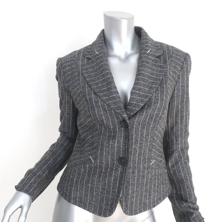 Escada Pinstripe Blazer Gray Size 40 Two-Button Jacket