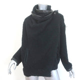 Isabel Marant Draped Jacket Black Leather-Trim Wool Boucle Size 0