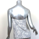 L'Agence Jane Camisole White/Steel Blue Printed Silk Size Small V-Neck Tank Top