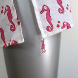 Roberta Roller Rabbit Kurta Tunic White/Pink Seahorse Print Size Extra Small NEW