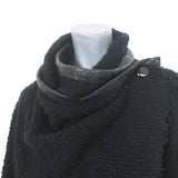 Isabel Marant Draped Jacket Black Leather-Trim Wool Boucle Size 0