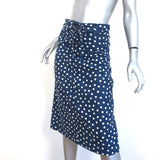 A.P.C. Ruched Skirt Blue Polka Dot Cotton-Linen Size 34