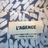 L'Agence Jane Camisole White/Steel Blue Printed Silk Size Small V-Neck Tank Top