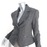 Escada Pinstripe Blazer Gray Size 40 Two-Button Jacket