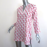 Roberta Roller Rabbit Kurta Tunic White/Pink Seahorse Print Size Extra Small NEW