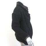 Isabel Marant Draped Jacket Black Leather-Trim Wool Boucle Size 0