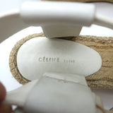 Celine Crisscross Platform Espadrille Wedge Sandals White Leather Size 36