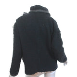 Isabel Marant Draped Jacket Black Leather-Trim Wool Boucle Size 0