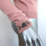 No. 21 Beaded Cuff Sweater Dolores Blush Knit Size 38 Crewneck Pullover