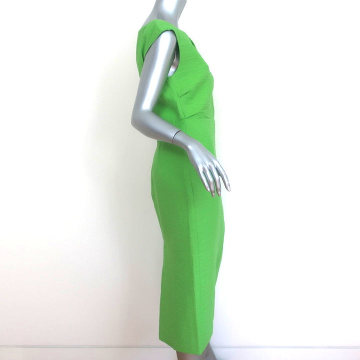 Rachel Comey Dress Leonard Lime Cotton-Blend Size 6 Cap Sleeve Midi