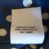 A.P.C. Ruched Skirt Blue Polka Dot Cotton-Linen Size 34
