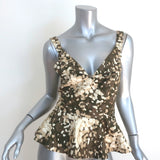 Stella McCartney Crisscross-Back Peplum Top Olive Brown Camouflage Size 40