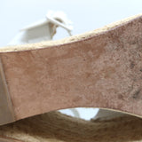Celine Crisscross Platform Espadrille Wedge Sandals White Leather Size 36