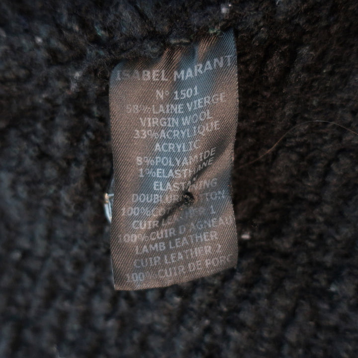 Isabel Marant Draped Jacket Black Leather-Trim Wool Boucle Size 0