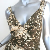 Stella McCartney Crisscross-Back Peplum Top Olive Brown Camouflage Size 40