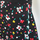 Marc Jacobs Midi Wrap Skirt Black Floral Print Silk Jacquard Size 0