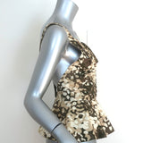 Stella McCartney Crisscross-Back Peplum Top Olive Brown Camouflage Size 40
