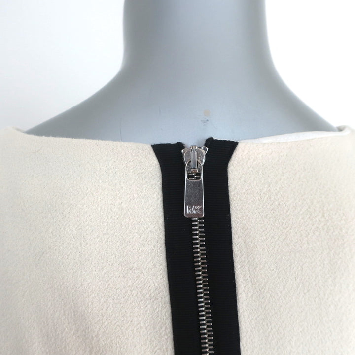 Michael Kors Two-Tone Sleeveless Mini Dress Ivory/Black Wool Crepe Size 4