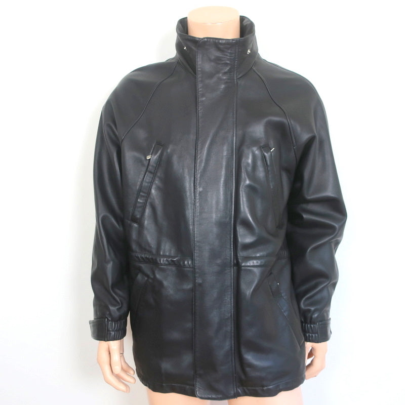 Loro Piana Cashmere-Lined Leather Jacket Black Size Medium