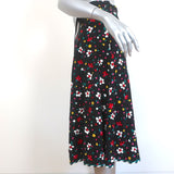 Marc Jacobs Midi Wrap Skirt Black Floral Print Silk Jacquard Size 0