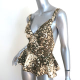 Stella McCartney Crisscross-Back Peplum Top Olive Brown Camouflage Size 40