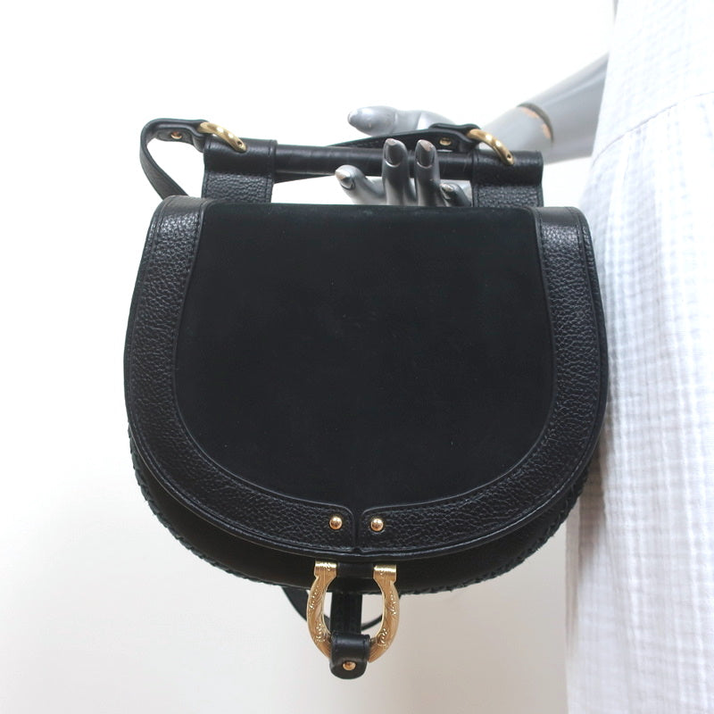 SAINT LAURENT Babylone black smooth leather top handle flap crossbody bag