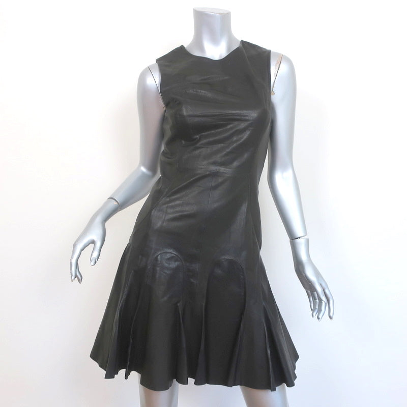 Derek Lam 10 Crosby Flared Leather Dress Black Size 6 Sleeveless Mini Derek Lam 10 Crosby Flared Leather Dress Black Size 6 Sleeveless Mini