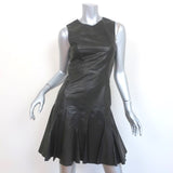 Derek Lam 10 Crosby Flared Leather Dress Black Size 6 Sleeveless Mini