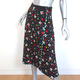 Marc Jacobs Midi Wrap Skirt Black Floral Print Silk Jacquard Size 0