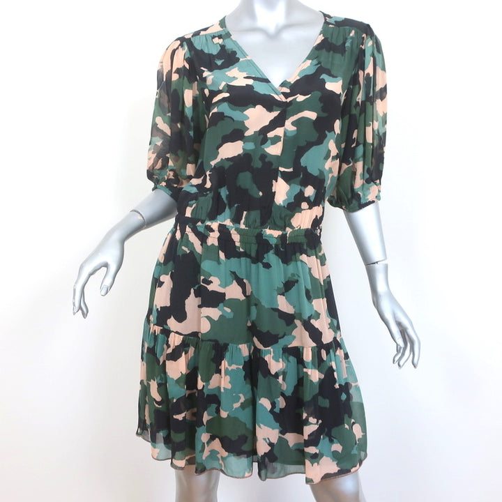 Velvet by Graham &amp; Spencer Dress Saskia Camo Print Crepe Size Medium NEW