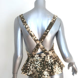 Stella McCartney Crisscross-Back Peplum Top Olive Brown Camouflage Size 40