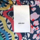 Saloni Sleeveless Belted Mini Dress Tilly Navy/Multi Printed Silk Size US 4