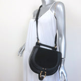 Sancia Babylon Bar Bag Black Suede & Grained Leather Medium Crossbody