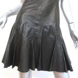 Derek Lam 10 Crosby Flared Leather Dress Black Size 6 Sleeveless Mini
