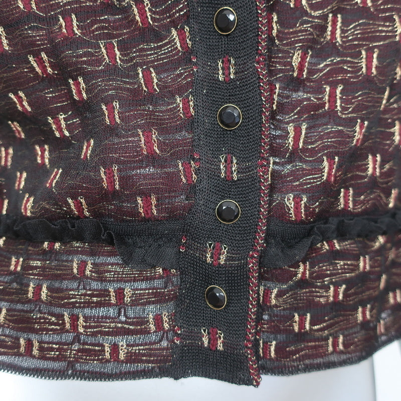 Alexander McQueen Embroidered Tulle Jacket Black/Red/Gold Metallic Size Large