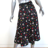 Marc Jacobs Midi Wrap Skirt Black Floral Print Silk Jacquard Size 0