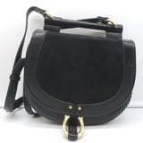 Sancia Babylon Bar Bag Black Suede & Grained Leather Medium Crossbody