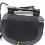 Sancia Babylon Bar Bag Black Suede & Grained Leather Medium Crossbody