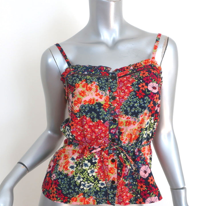Ba&amp;sh Button-Up Tank Top Sego Floral Print Cotton Size 0