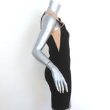Mason Sleeveless Mini Dress Leather-Paneled Black Stretch Jersey Size Small