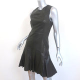 Derek Lam 10 Crosby Flared Leather Dress Black Size 6 Sleeveless Mini