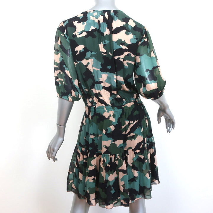 Velvet by Graham &amp; Spencer Dress Saskia Camo Print Crepe Size Medium NEW